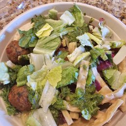 Falafel bowl with half rice and half greens Falafel bowl with half rice and half greens
