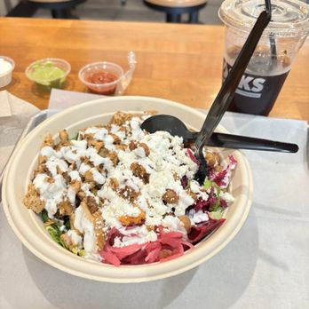 The Kebab Shop - GREENS BOWL w/ chicken shwarma and crispy chickpeas - Mediterranean Near Me - Burbank, California