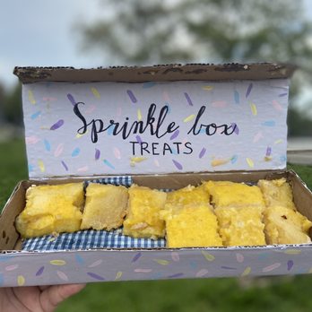 Sprinkle Box Treats - Tangy lemon bars  (I jostled them around driving up to Nevada County for Easter. They were perfect when I picked them up.) - Desserts Near Me