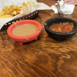 Chips , beans and salsa ,