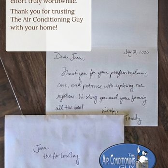 The Air Conditioning Guy - Thank you card from one of my customers. - Heating & Air Conditioning/HVAC Near Me The Air Conditioning Guy - Thank you card from one of my customers. - Heating & Air Conditioning/HVAC Near Me