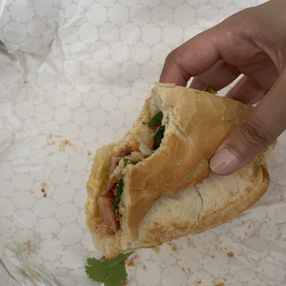 Ineffable Ca Phe - Nearly finished Banh MI GA Xa Ot (Lemongrass Chicken Sandwich) - Vietnamese Near Me - Pittsburgh, Pennsylvania Ineffable Ca Phe - Nearly finished Banh MI GA Xa Ot (Lemongrass Chicken Sandwich) - Vietnamese Near Me - Pittsburgh, Pennsylvania