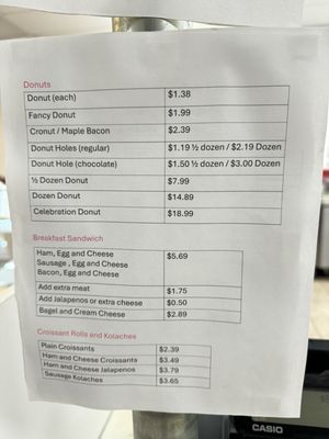 Menu photo 1 Sunrise Donuts Phoenix, AZ