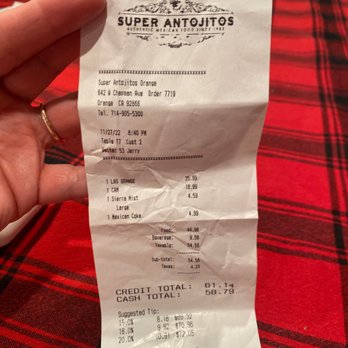 Super Antojitos - The bill $61.14 grand worthless TOTAL!! - Mexican Near Me - Orange, California