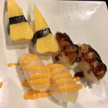 Tokyo Sushi - Nigiri: Tamago (egg), unagi (eel), spicy white tuna? - Sushi Bars Near Me - Maplewood, Minnesota Tokyo Sushi - Nigiri: Tamago (egg), unagi (eel), spicy white tuna? - Sushi Bars Near Me - Maplewood, Minnesota