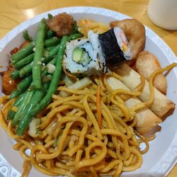 China Garden Buffet and Sushi - Good food but on plastic disposable plates.