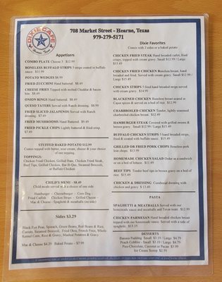 Menu photo 1 Johnny Rebs Dixie Cafe Hearne, TX