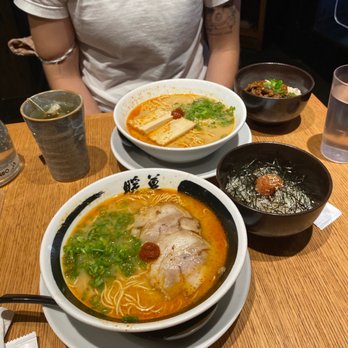 Ramen Danbo - Vegan Ramen with Vegan Soy Chashu and Takana Donburi and Miso Rekka Ramen with mentai donburi - Ramen Near Me - Brooklyn, New York