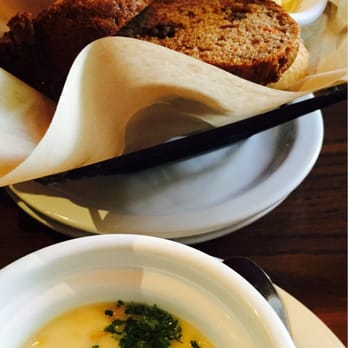 Mimi's Cafe - Yummy muffin and sourdough with yummy corn chowder - Breakfast & Brunch Near Me - Chino, California