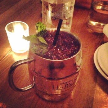 The Gladly - Moscow Mule with seasonal blueberry purée - New American Near Me - Phoenix, Arizona The Gladly - Moscow Mule with seasonal blueberry purée - New American Near Me - Phoenix, Arizona