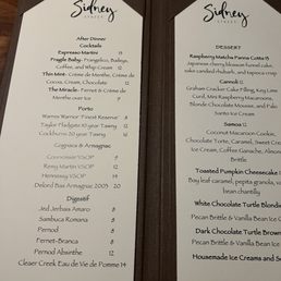Dessert menu Dessert menu