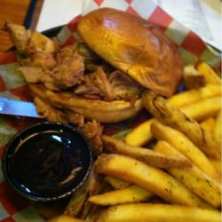 Grumpy's Sports Pub - Smoked and Pulled BBQ chicken sandwich.