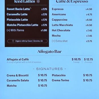 Bacio di Latte - Menu Sept '25 - Gelato Near Me - Studio City, California