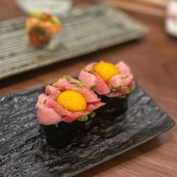 ikigai - Negitoro Gunkan Maki quail egg, chopped bluefin belly, green onion