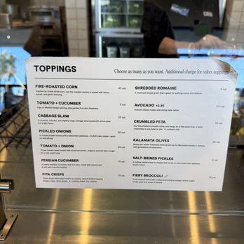 CAVA - To chose from as you design your bowl or Pita - Mediterranean Near Me - Fullerton, California