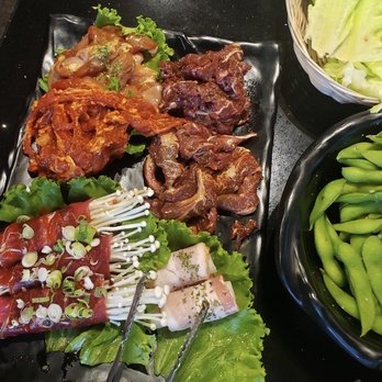 Cho Sun BBQ Korean Restaurant - BBQ beef bulgogi combo for 2-3 plus add-ons, lettuce wraps and edamame - Korean Near Me - Vancouver, British Columbia