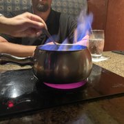 Photo of The Melting Pot - Jenks, OK, United States. Bananas foster chocolate fondue