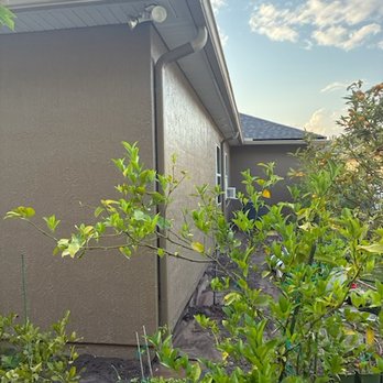 Rhino Shield - After repair of stucco cracks and completed painting with Rhino Shield. - Painters Near Me - Jacksonville, Florida