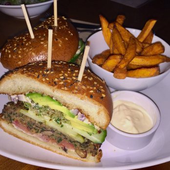 JOEY Sherway - House-Made Veggie Burger w/ Sweet Potato fries - Canadian (New) Near Me - Etobicoke, Ontario JOEY Sherway - House-Made Veggie Burger w/ Sweet Potato fries - Canadian (New) Near Me - Etobicoke, Ontario