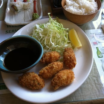 Musashi - Kaki Fry weekly special from 4/30-5/4! 5 pieces of fried oyster with sliced cabbage! - Japanese Near Me - Berkeley, California
