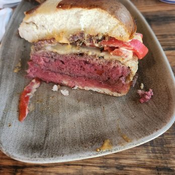 Spears Bourbon Burgers Beer - Leopold burger   Perfectly medium rare - New American Near Me - Wheeling, Illinois