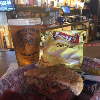 York Bar - Swiss mushroom burger and a prickly pear ale - Pubs Near Me - Helena, Montana