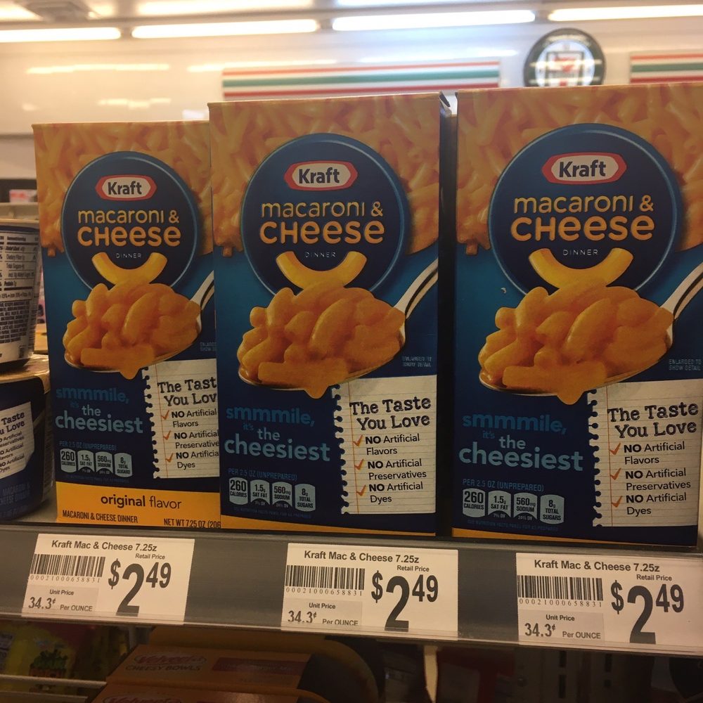 boxes of macaroni and cheese in a grocery store boxes of macaroni and cheese in a grocery store