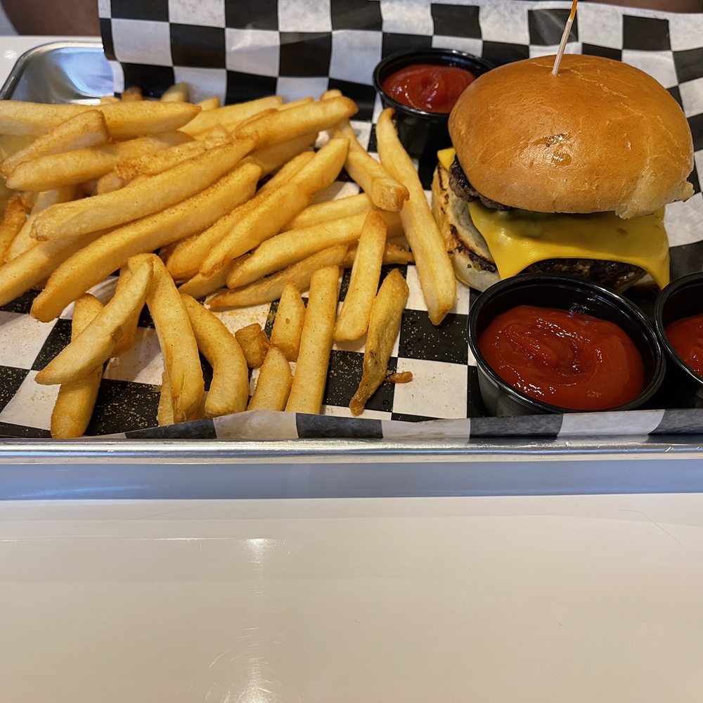 Steak burger and fried Steak burger and fried