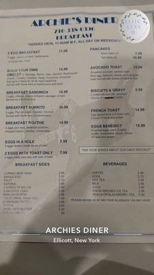 Menu photo 1 Archie's Diner Jamestown, NY Menu photo 1 Archie's Diner Jamestown, NY