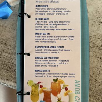 Anna Maria Oyster Bar - Pier - Drink menu - Seafood Near Me - Bradenton Beach, Florida