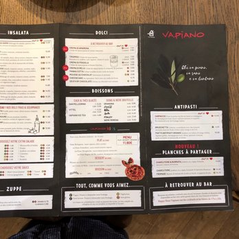 Vapiano - Menu- back side - Italian Near Me - Chessy, 01