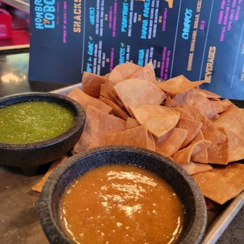 Hombre y Lobo | Tacos + Tequila - Chips with tomatillo and mango habanero salsa - Tacos Near Me - Buffalo, New York