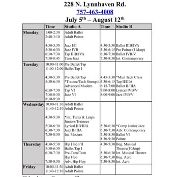 Elevate Performing Arts Center - Summer schedule - Dance Studios Near Me - Virginia Beach, Virginia