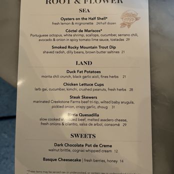 Root & Flower - Menu Summer 2025 - Wine Bars Near Me - Vail, Colorado