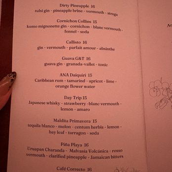 Bar ANA - Drink menu - Desserts Near Me - Atlanta, Georgia