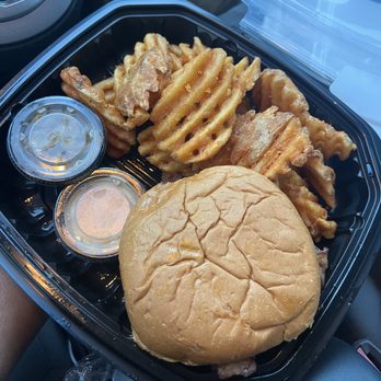 The Spot - Smash Burger DOUBLE with Waffle Fries - Burgers Near Me - Galveston, Texas The Spot - Smash Burger DOUBLE with Waffle Fries - Burgers Near Me - Galveston, Texas