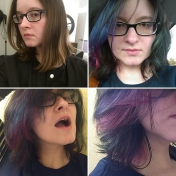 Grounds Salon - "Oil Slick" look: before, after, after, after! :D - Makeup Artists Near Me - Round Rock, Texas