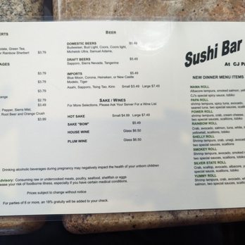 CJ Palace - Sushi menu - Chinese Near Me - Sparks, Nevada