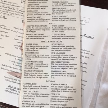 Neverland Tea Salon - Tea menu page 2 - Coffee & Tea Near Me - Vancouver, British Columbia