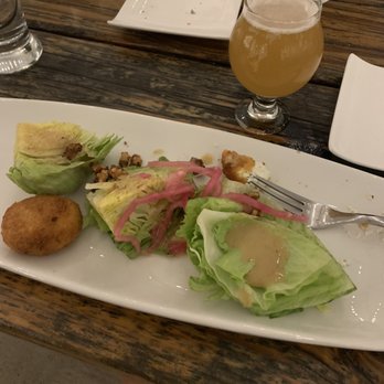 K2 Brothers Brewing - wedge salad, candied walnuts, fried rosemary goat cheese, pineapple IPA - Breweries Near Me - Rochester, New York