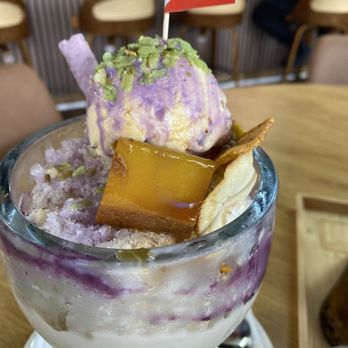 Tambayan at Kusina - Halo halo topped with scoop of ice cream and flan - Filipino Near Me - Orlando, Florida Tambayan at Kusina - Halo halo topped with scoop of ice cream and flan - Filipino Near Me - Orlando, Florida