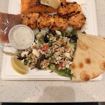 Luna Grill Gilbert - Salmon and chicken plate - Mediterranean Near Me - Gilbert, Arizona