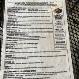 Taproom food menu Taproom food menu