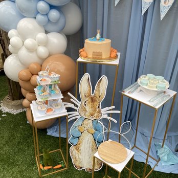 JJ Treat For You - a table set up for a peter rabbit birthday party - Desserts Near Me