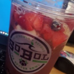 Super size Acai Bowl... it has granola, Acai puree, strawberry, blueberry, banana, coconut & a bit of honey on top. Super size Acai Bowl... it has granola, Acai puree, strawberry, blueberry, banana, coconut & a bit of honey on top.