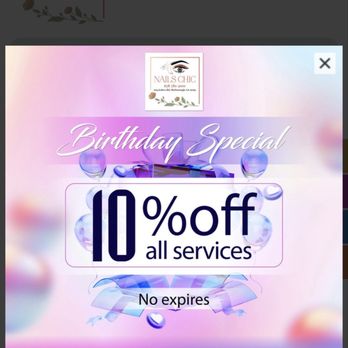 Nails Chic - advertised birthday special - Nail Technicians Near Me - McDonough, Georgia