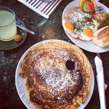 Café Karin - Pancake with maple juice, sunny side up eggs. Wonderful! - Breakfast & Brunch Near Me - Frankfurt, HE Café Karin - Pancake with maple juice, sunny side up eggs. Wonderful! - Breakfast & Brunch Near Me - Frankfurt, HE