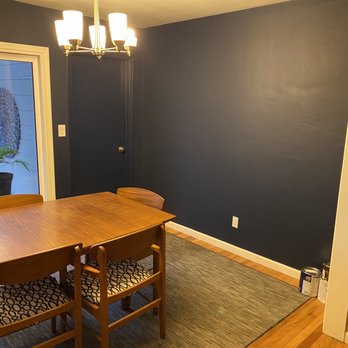 Cunha's Custom Painting - I dared to paint a navy flat paint on a highly textured wall and it turned out beautiful.... Notice the secret door! - Painters Near Me - San Leandro, California Cunha's Custom Painting - I dared to paint a navy flat paint on a highly textured wall and it turned out beautiful.... Notice the secret door! - Painters Near Me - San Leandro, California