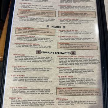 Esparza's Restaurante Mexicano - Menu - Mexican Near Me - Grapevine, Texas