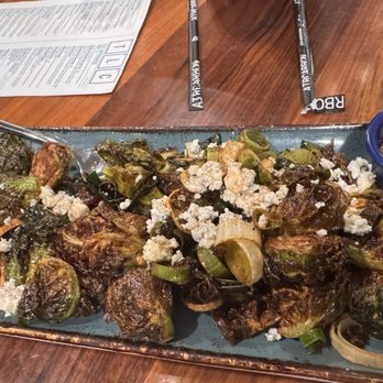 The Lab Collaborative - Bourbon Maple Brussels Sprouts...no bacon, sunflower seeds on the side. - New American Near Me - Oceanside, California